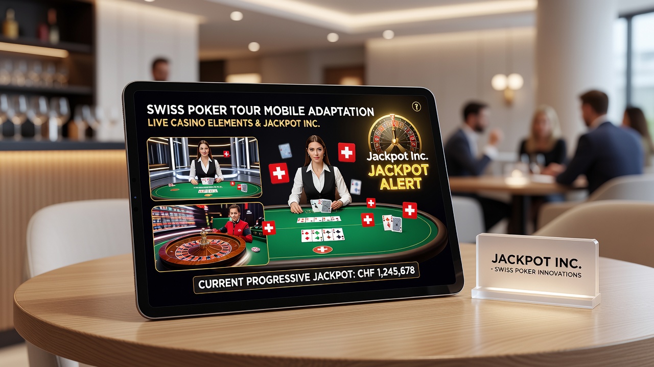 Live poker table feed merged with mobile tournament interface showing jackpot meter