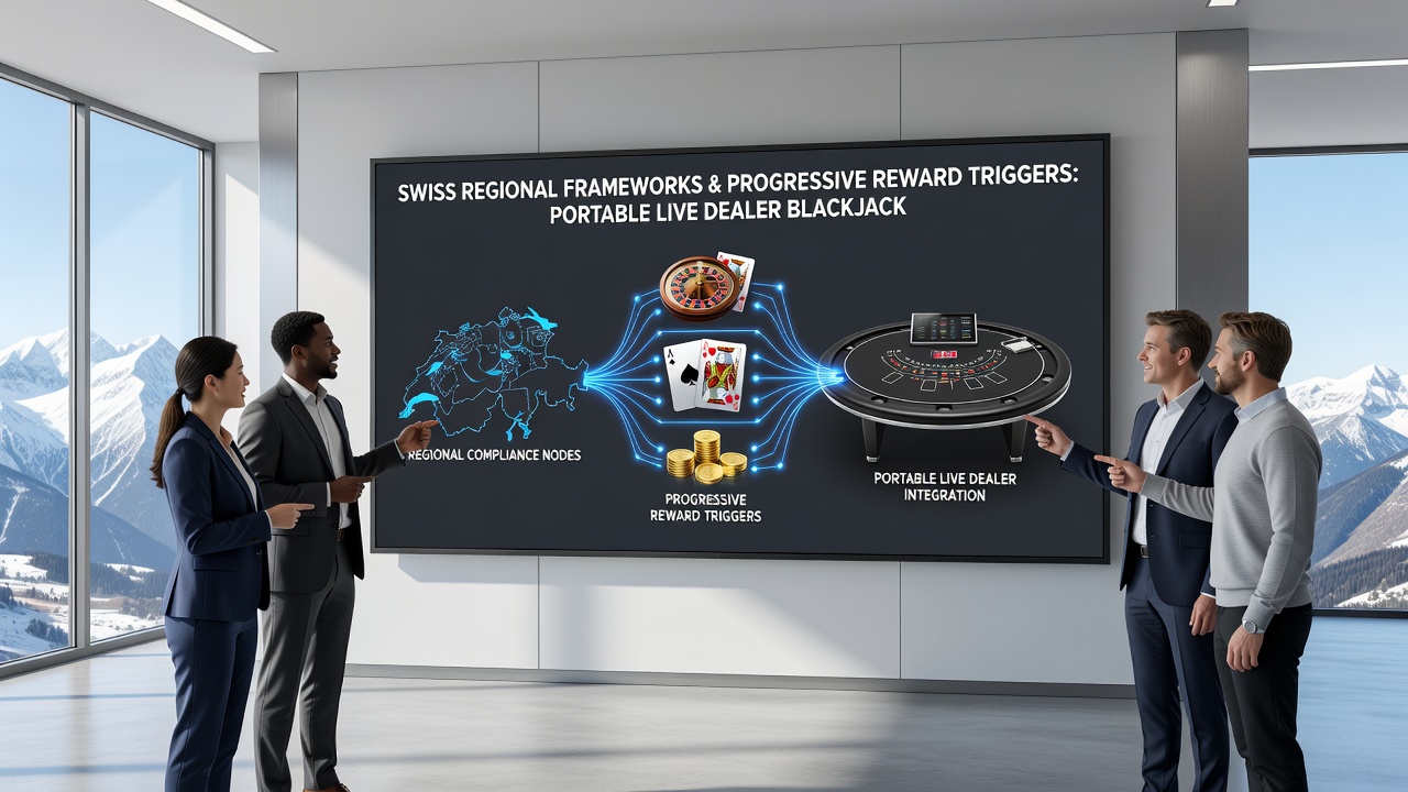 Mobile live dealer blackjack screen displaying cantonal compliance indicators and progressive reward meter